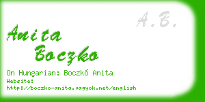 anita boczko business card
