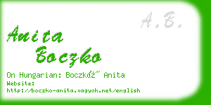 anita boczko business card